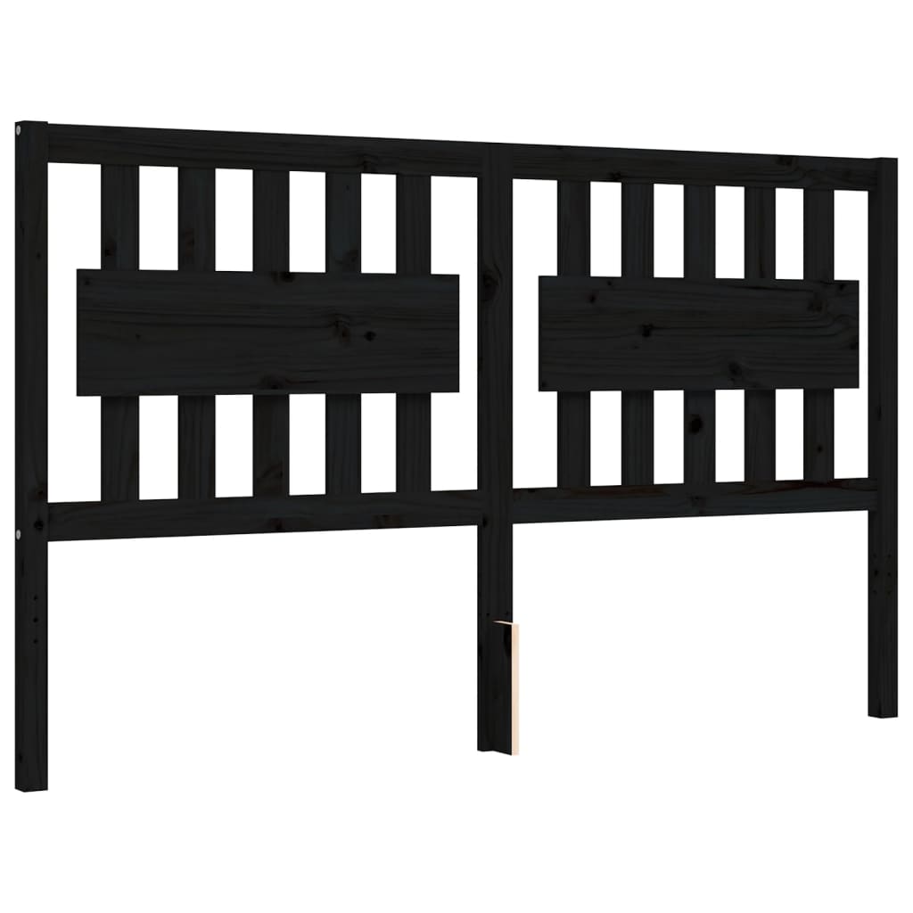 vidaXL Bed Frame with Headboard Black 160x200 cm Solid Wood