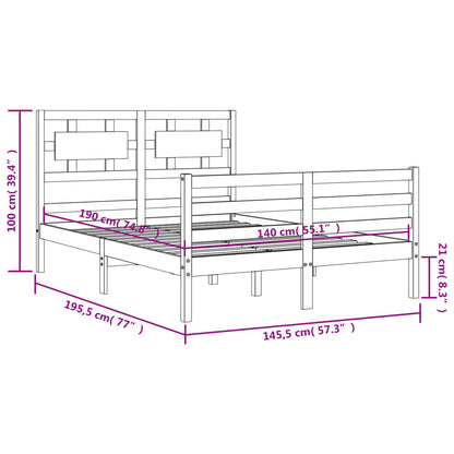 vidaXL Bed Frame with Headboard Grey 140x190 cm Solid Wood