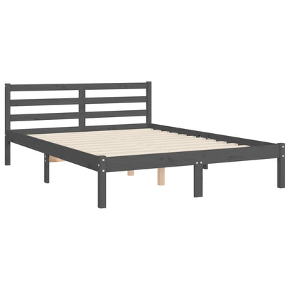 vidaXL Bed Frame with Headboard Grey 140x190 cm Solid Wood