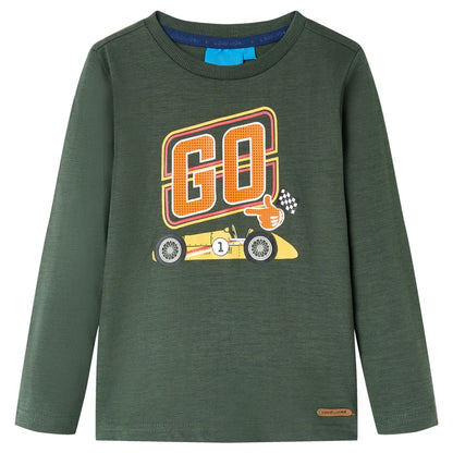 Kids' T-shirt with Long Sleeves 92 Dark green 104 (3-4y)
