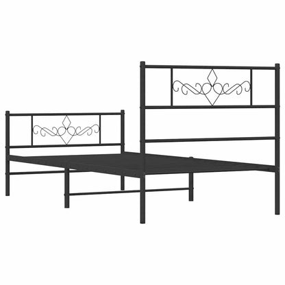 Metal Bed Frame without Mattress with Footboard with Headboard & Footboard Black 100 cm 190 cm