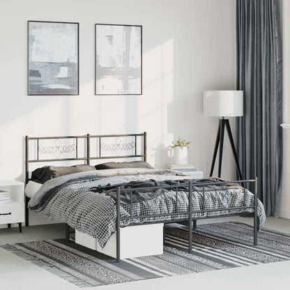 Metal Bed Frame without Mattress with Footboard with Headboard & Footboard Black 135 cm 190 cm