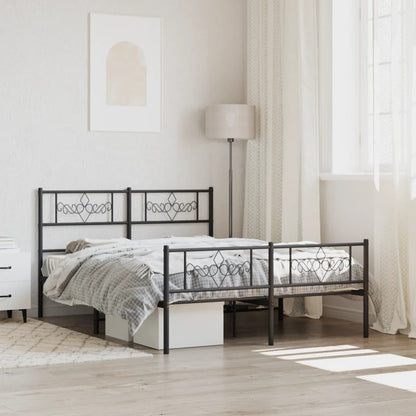 Metal Bed Frame without Mattress with Footboard with Headboard & Footboard Black 160 cm 200 cm