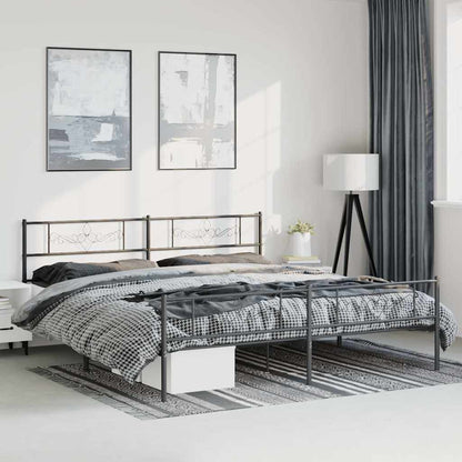 Metal Bed Frame without Mattress with Footboard with Headboard & Footboard Black 193 cm 203 cm