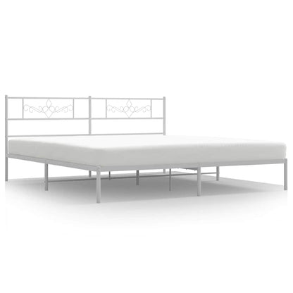 Metal Bed Frame without Mattress with Headboard White 193 cm 203 cm