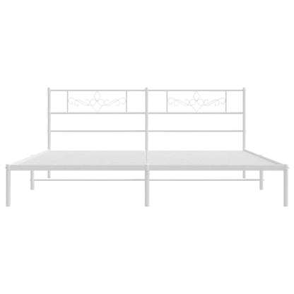 Metal Bed Frame without Mattress with Headboard White 193 cm 203 cm