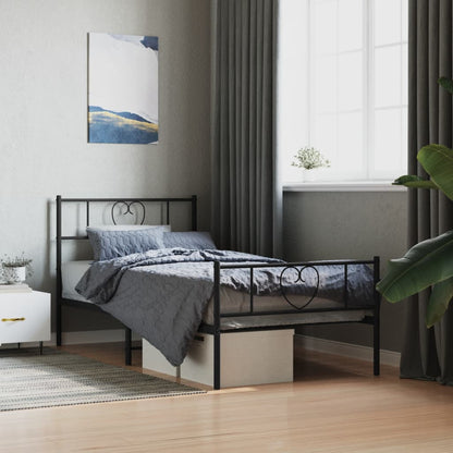 Metal Bed Frame without Mattress with Footboard with Headboard & Footboard Black 80 cm 200 cm