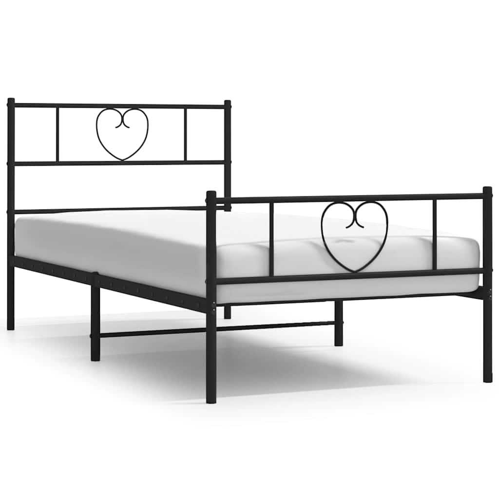 Metal Bed Frame without Mattress with Footboard with Headboard & Footboard Black 100 cm 200 cm