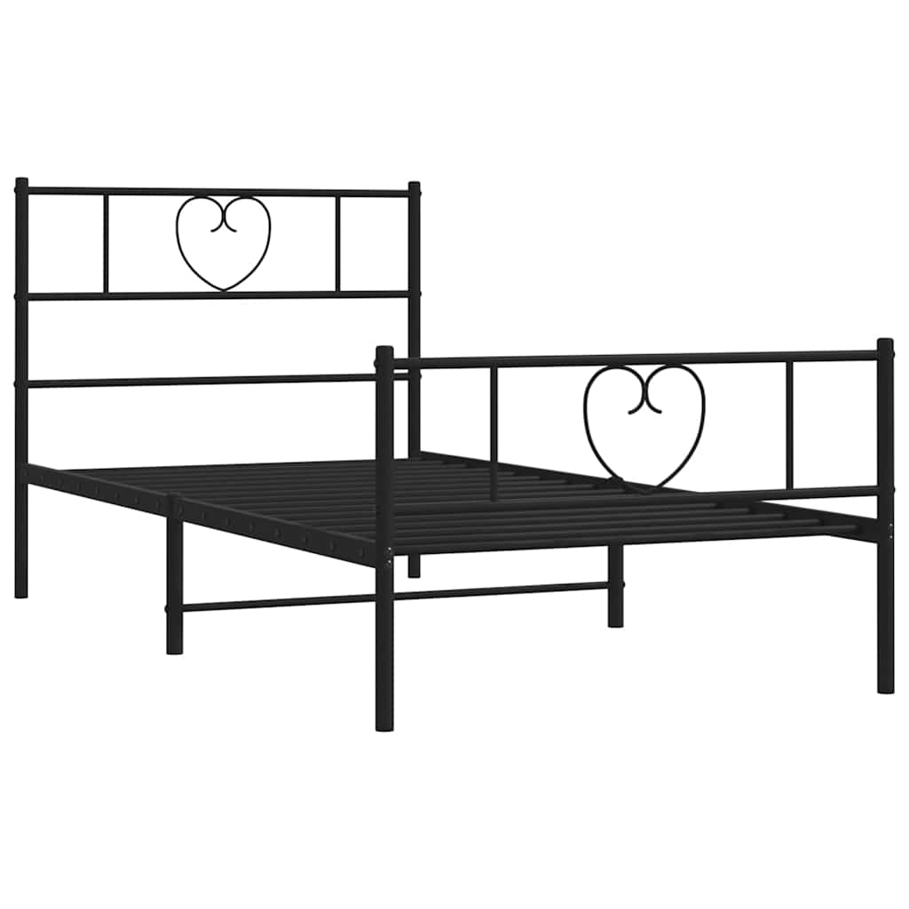Metal Bed Frame without Mattress with Footboard with Headboard & Footboard Black 100 cm 200 cm