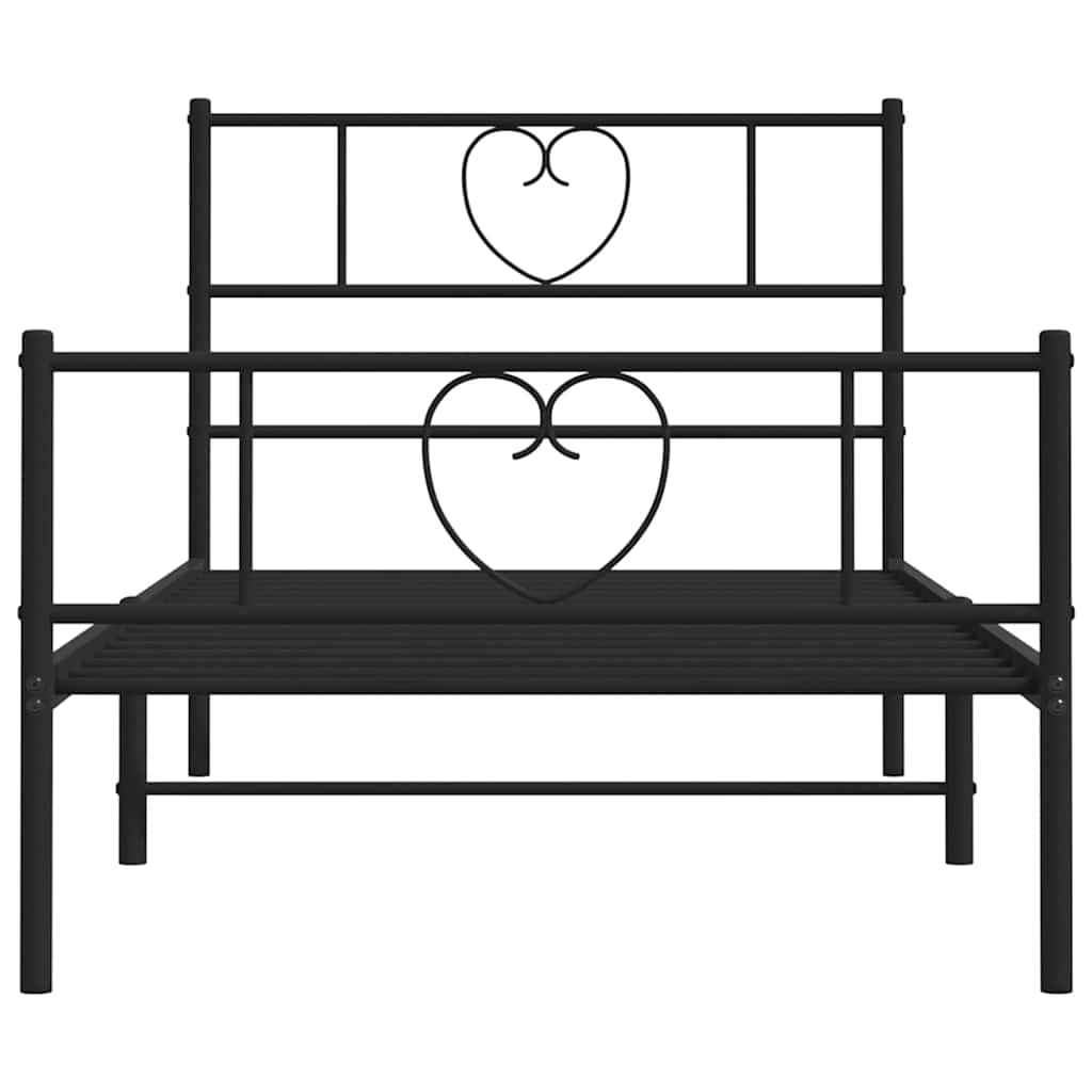 Metal Bed Frame without Mattress with Footboard with Headboard & Footboard Black 100 cm 200 cm