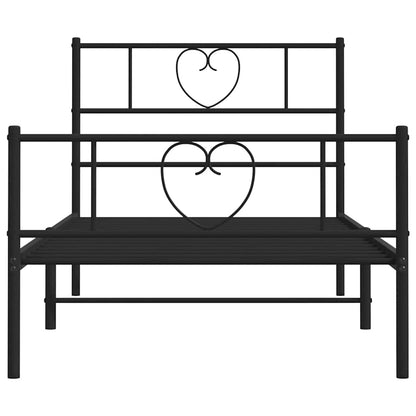 Metal Bed Frame without Mattress with Footboard with Headboard & Footboard Black 100 cm 200 cm