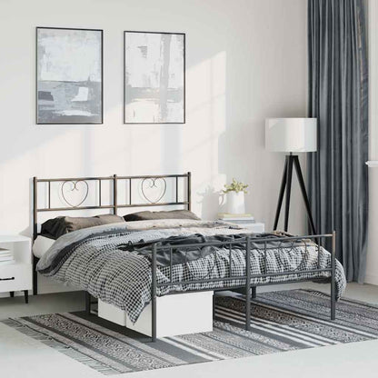 Metal Bed Frame without Mattress with Footboard with Headboard & Footboard Black 150 cm 200 cm