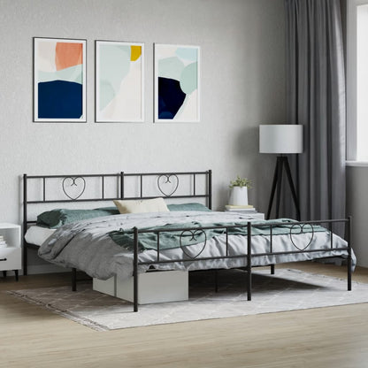Metal Bed Frame without Mattress with Footboard with Headboard & Footboard Black 180 cm 200 cm