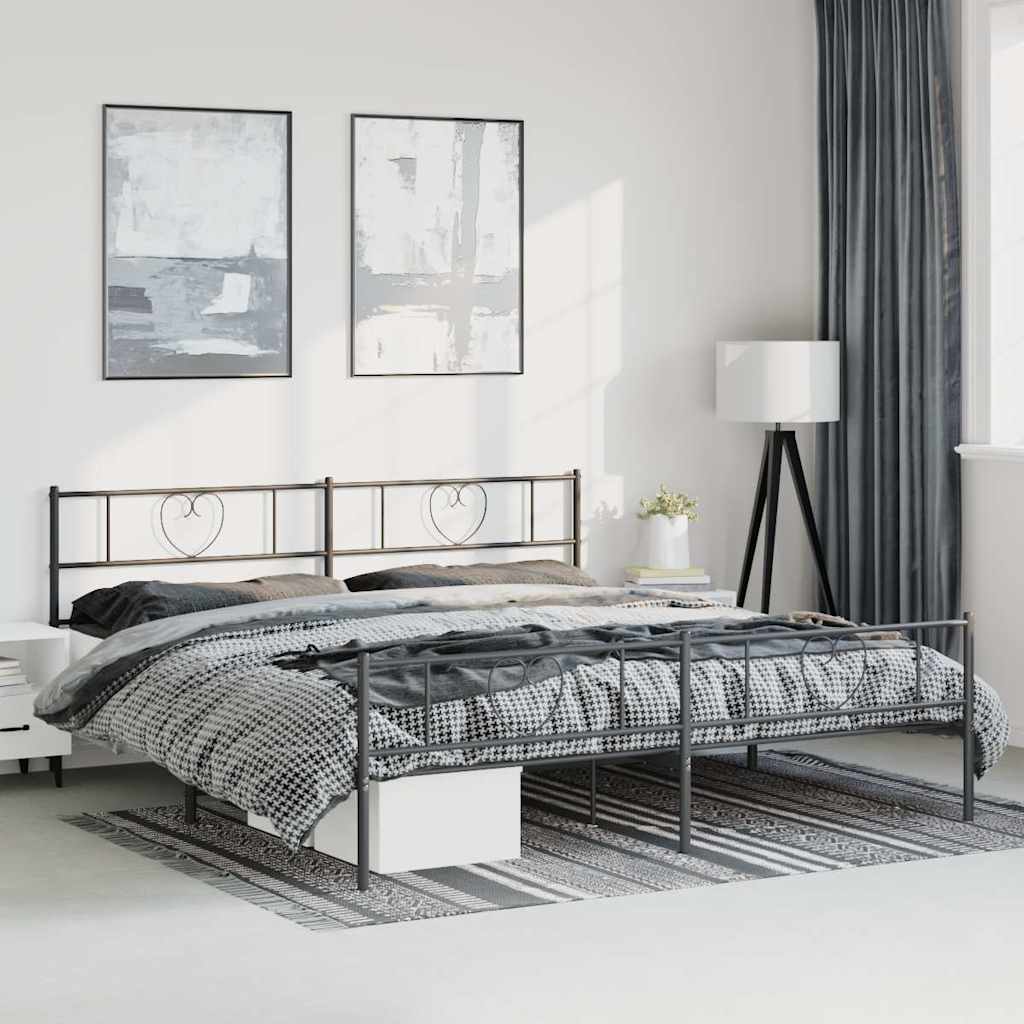 Metal Bed Frame without Mattress with Footboard with Headboard & Footboard Black 193 cm 203 cm