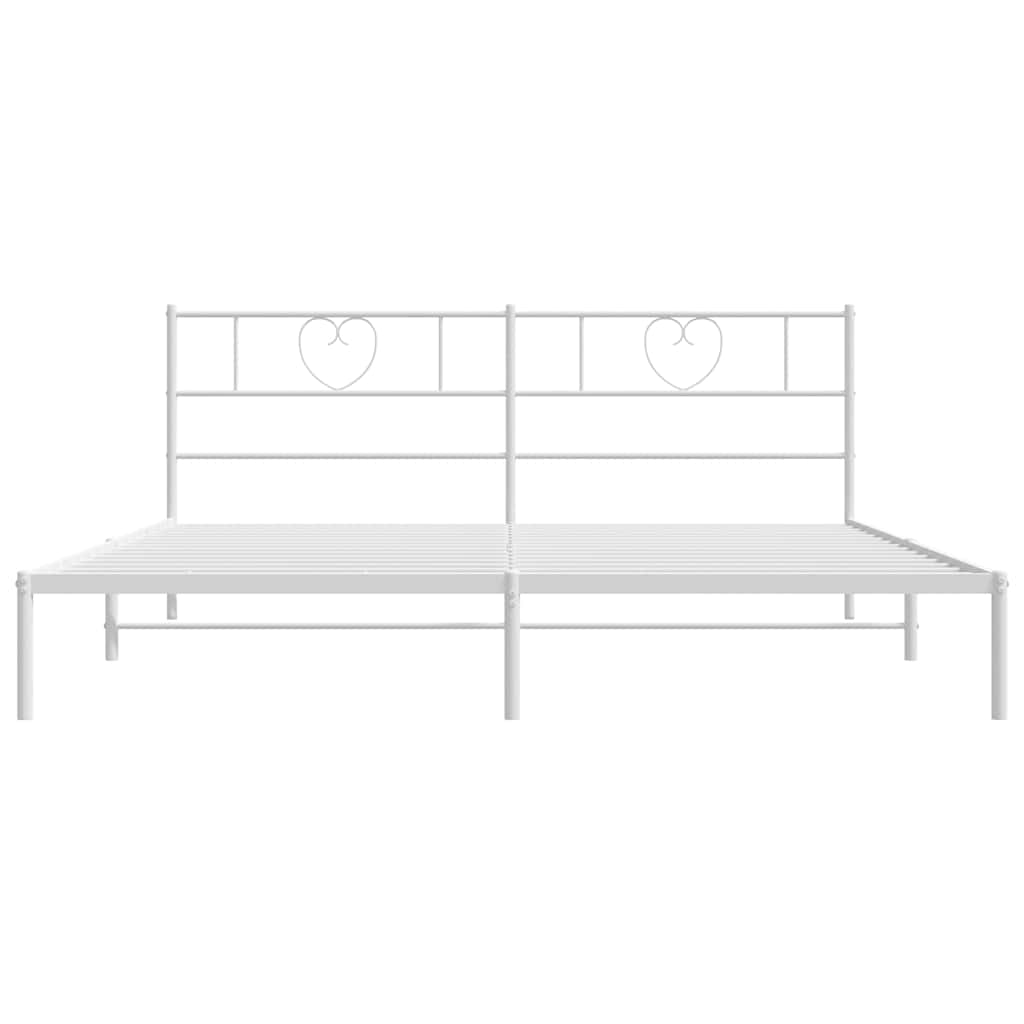 Metal Bed Frame without Mattress with Headboard White 180 cm 200 cm