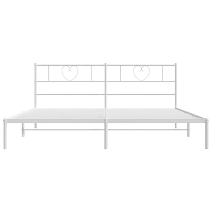 Metal Bed Frame without Mattress with Headboard White 180 cm 200 cm