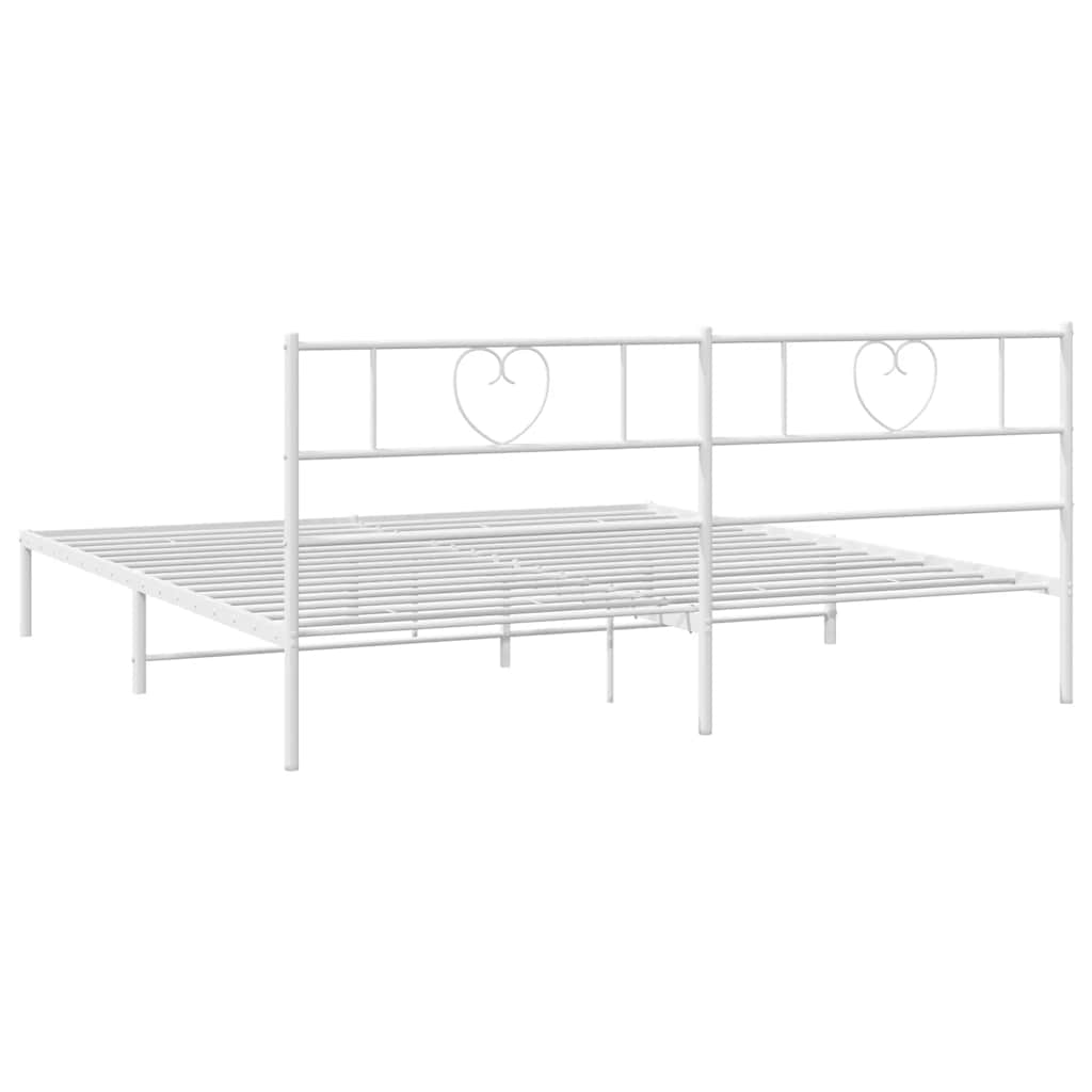 Metal Bed Frame without Mattress with Headboard White 180 cm 200 cm