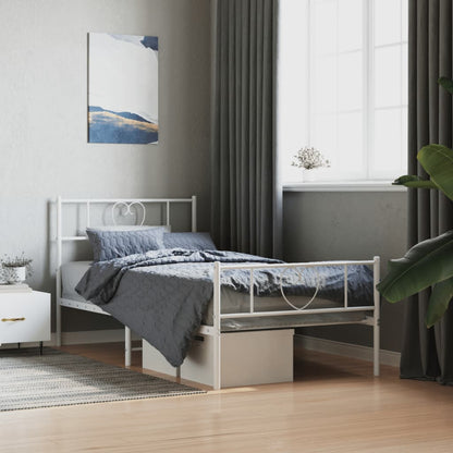 Metal Bed Frame without Mattress with Footboard with Headboard & Footboard White 75 cm 190 cm