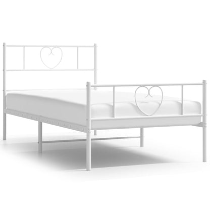 Metal Bed Frame without Mattress with Footboard with Headboard & Footboard White 90 cm 200 cm