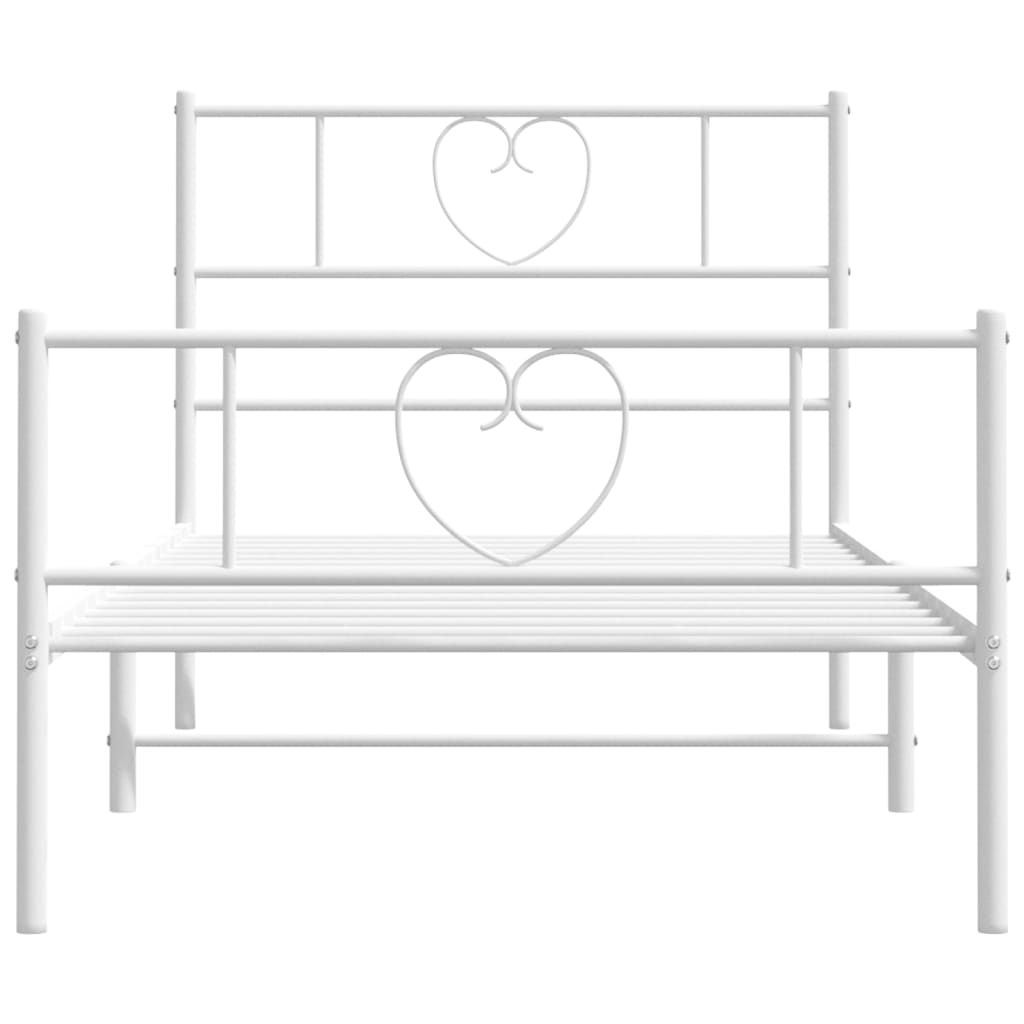 Metal Bed Frame without Mattress with Footboard with Headboard & Footboard White 90 cm 200 cm