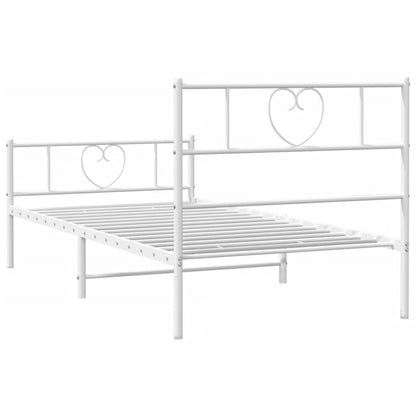 Metal Bed Frame without Mattress with Footboard with Headboard & Footboard White 90 cm 200 cm