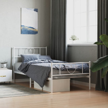 Metal Bed Frame without Mattress with Footboard with Headboard & Footboard White 90 cm 200 cm