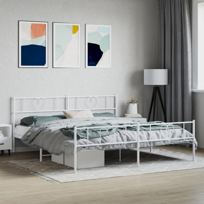 Metal Bed Frame without Mattress with Footboard with Headboard & Footboard White 180 cm 200 cm