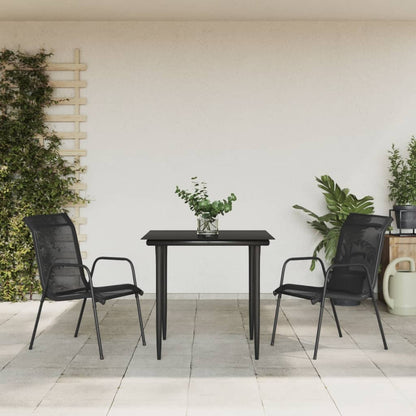 5 Piece Garden Dining Set Black Steel and Textilene 2