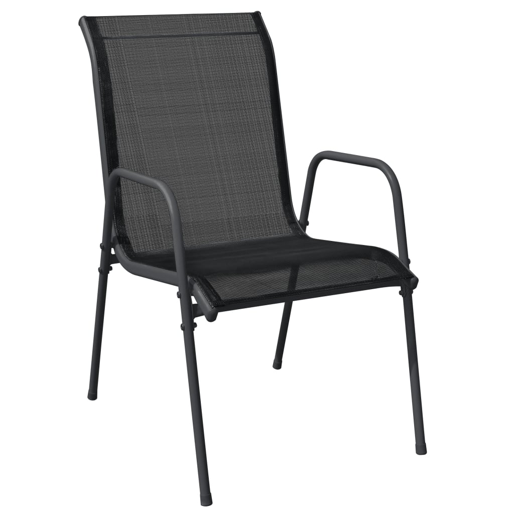 5 Piece Garden Dining Set Black Steel and Textilene 4