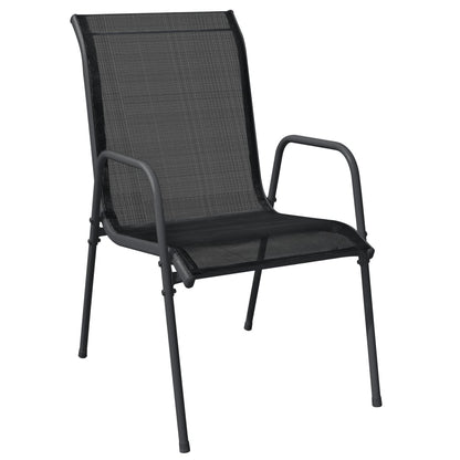 5 Piece Garden Dining Set Black Steel and Textilene 4
