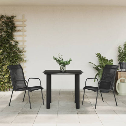 5 Piece Garden Dining Set Black Steel and Textilene 80 cm table length 2