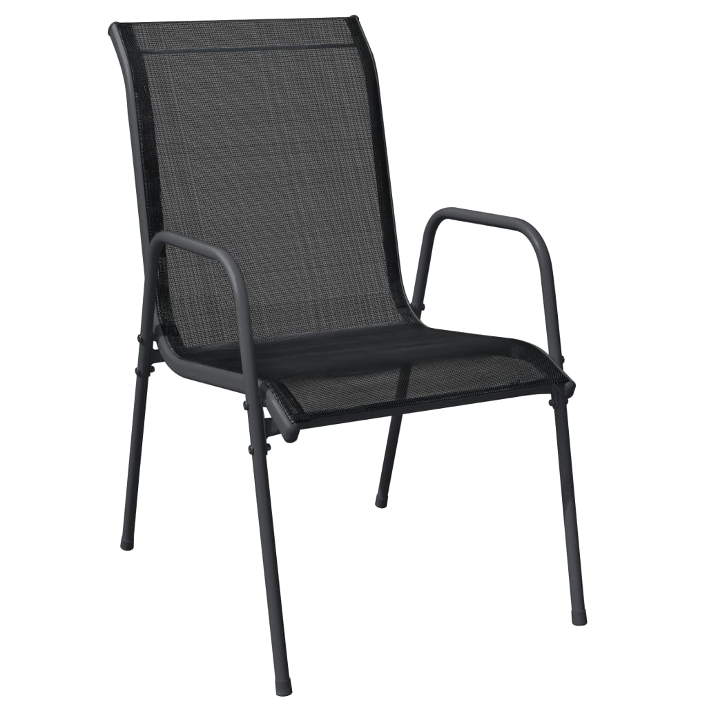vidaXL 9 Piece Garden Dining Set Black Steel and Textilene 3