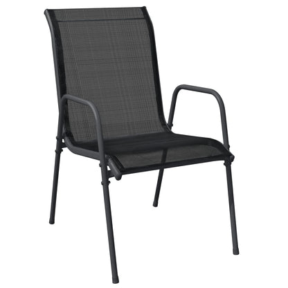 5 Piece Garden Dining Set Black Steel and Textilene 200 cm table length 8