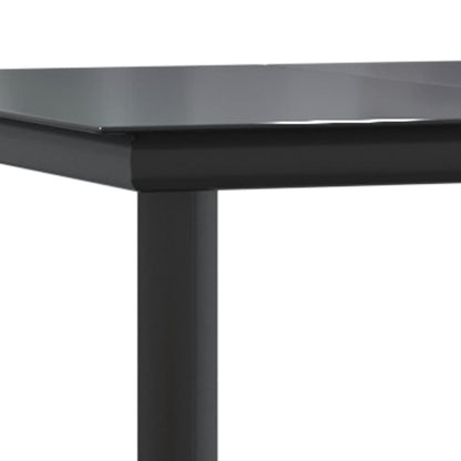 5 Piece Garden Dining Set Black Steel and Textilene 200 cm table length 8