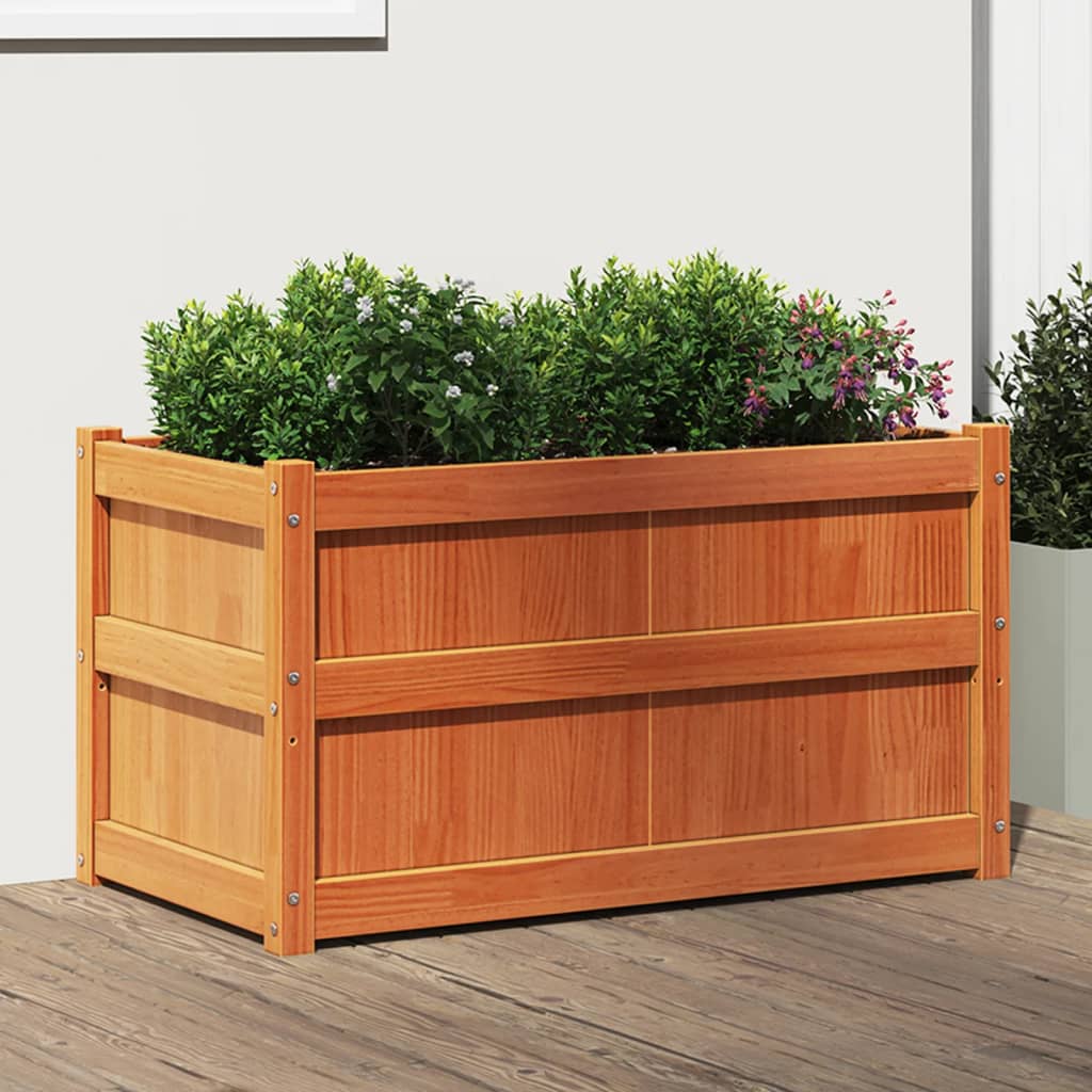 Garden Planters Solid Wood Pine Brown 1