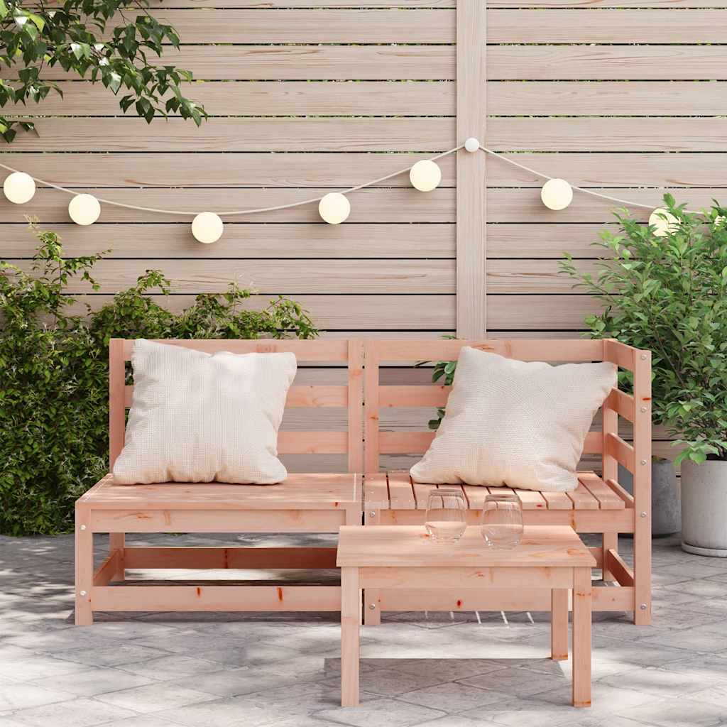 Garden Sofa 2-Seater Solid Wood Pine Corner + Chair Natural douglas