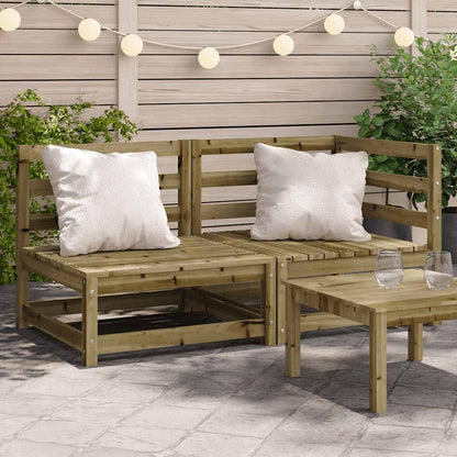 Garden Sofa 2-Seater Solid Wood Pine Corner + Chair Natural impregnated