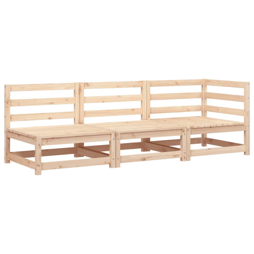 Garden Sofa 3-Seater Solid Wood Pine Corner + 2x Chair Natural pine