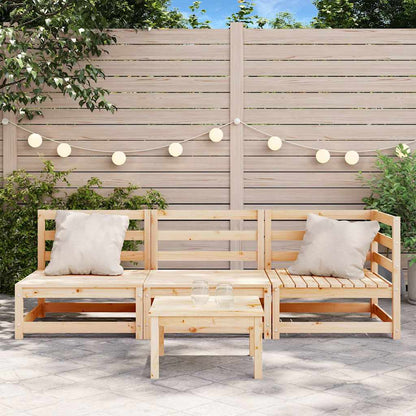 Garden Sofa 3-Seater Solid Wood Pine Corner + 2x Chair Natural pine