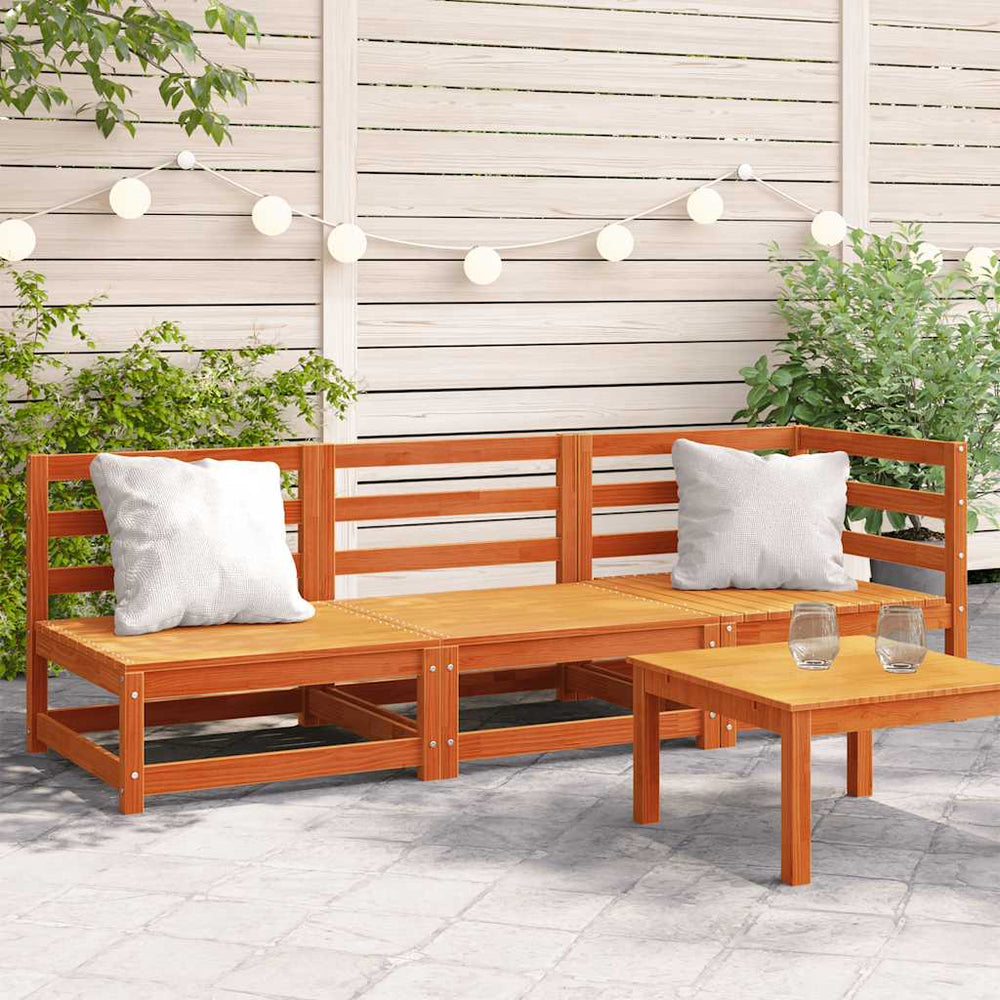vidaXL Garden Sofa 3-Seater Solid Wood Pine Corner + 2x Chair