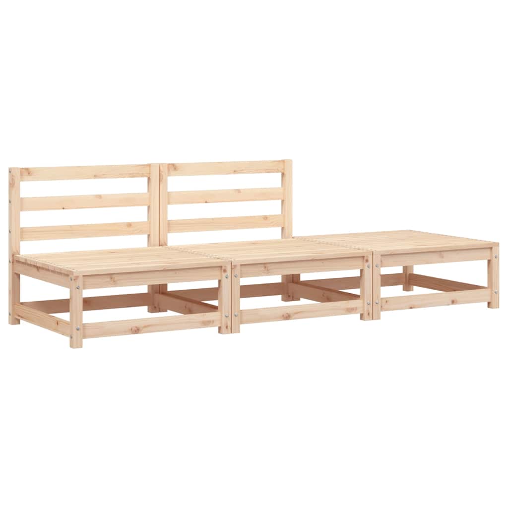 Garden Sofa Armless with Footstool Solid Wood Pine 2x Middle + Footrest Natural pine