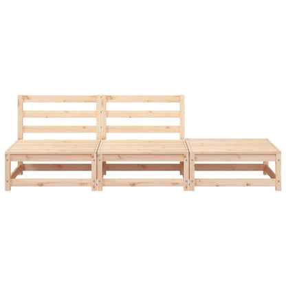 Garden Sofa Armless with Footstool Solid Wood Pine 2x Middle + Footrest Natural pine