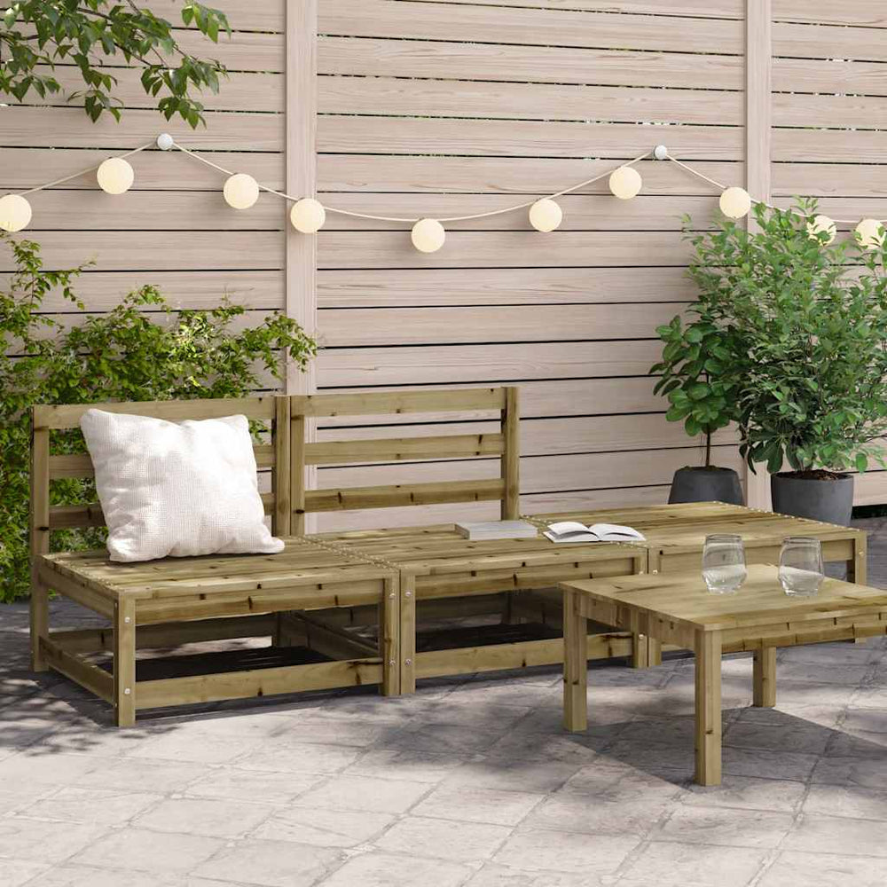 vidaXL Garden Sofa Armless with Footstool Solid Wood Pine 2x Middle + Footrest