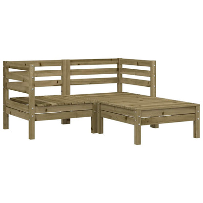 Garden Sofa 3-Seater Impregnated Wood Pine Natural Impregnated 2x corner + footrest