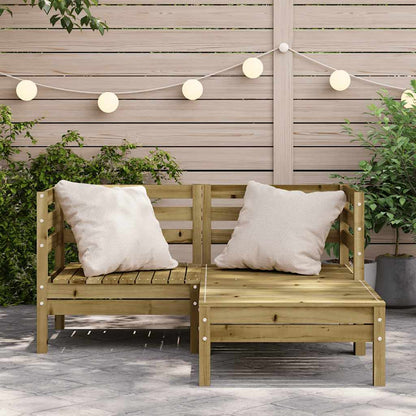 Garden Sofa 3-Seater Impregnated Wood Pine Natural Impregnated 2x corner + footrest