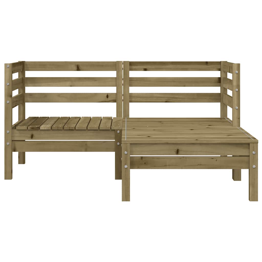 Garden Sofa 3-Seater Impregnated Wood Pine Natural Impregnated 2x corner + footrest