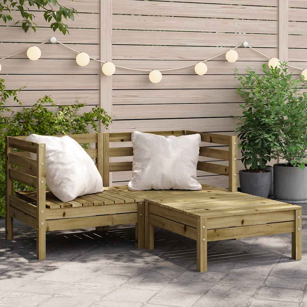 vidaXL Garden Sofa 3-Seater Impregnated Wood Pine Natural Impregnated