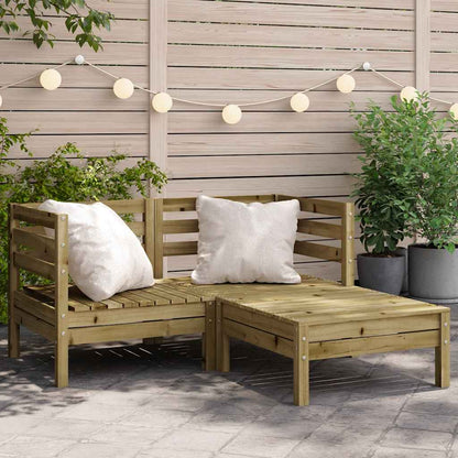 Garden Sofa 3-Seater Impregnated Wood Pine Natural Impregnated 2x corner + footrest