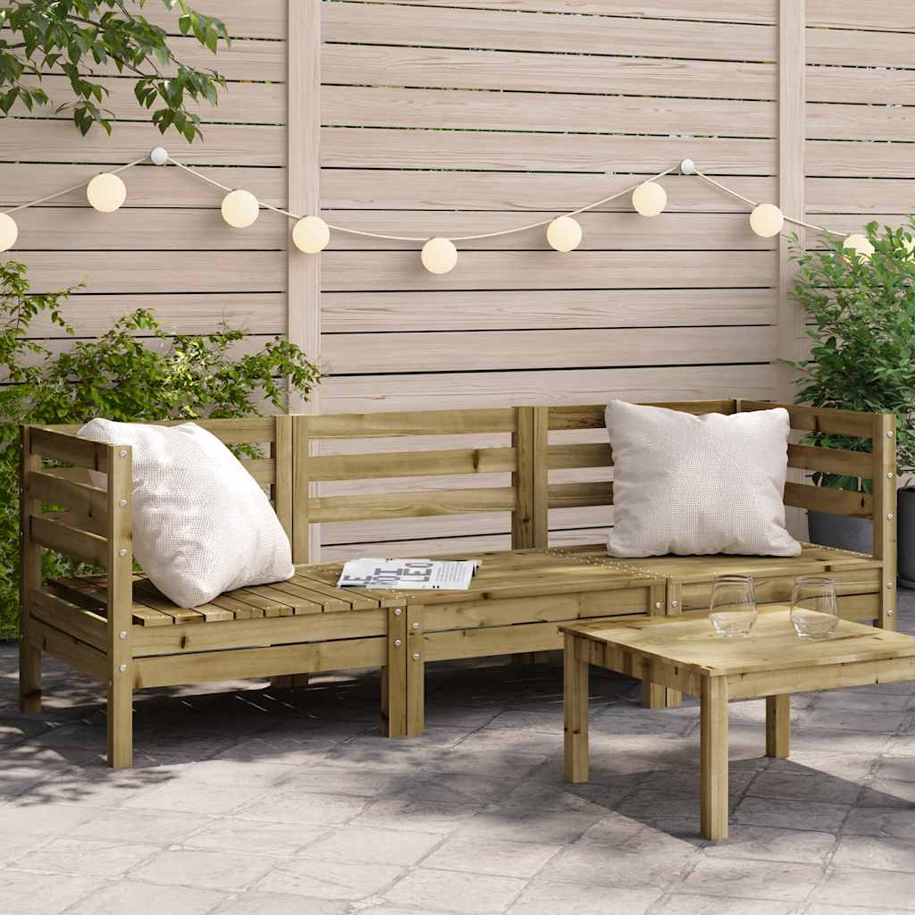 Garden Sofa 3-Seater Impregnated Wood Pine Natural Impregnated 2x corner + middle