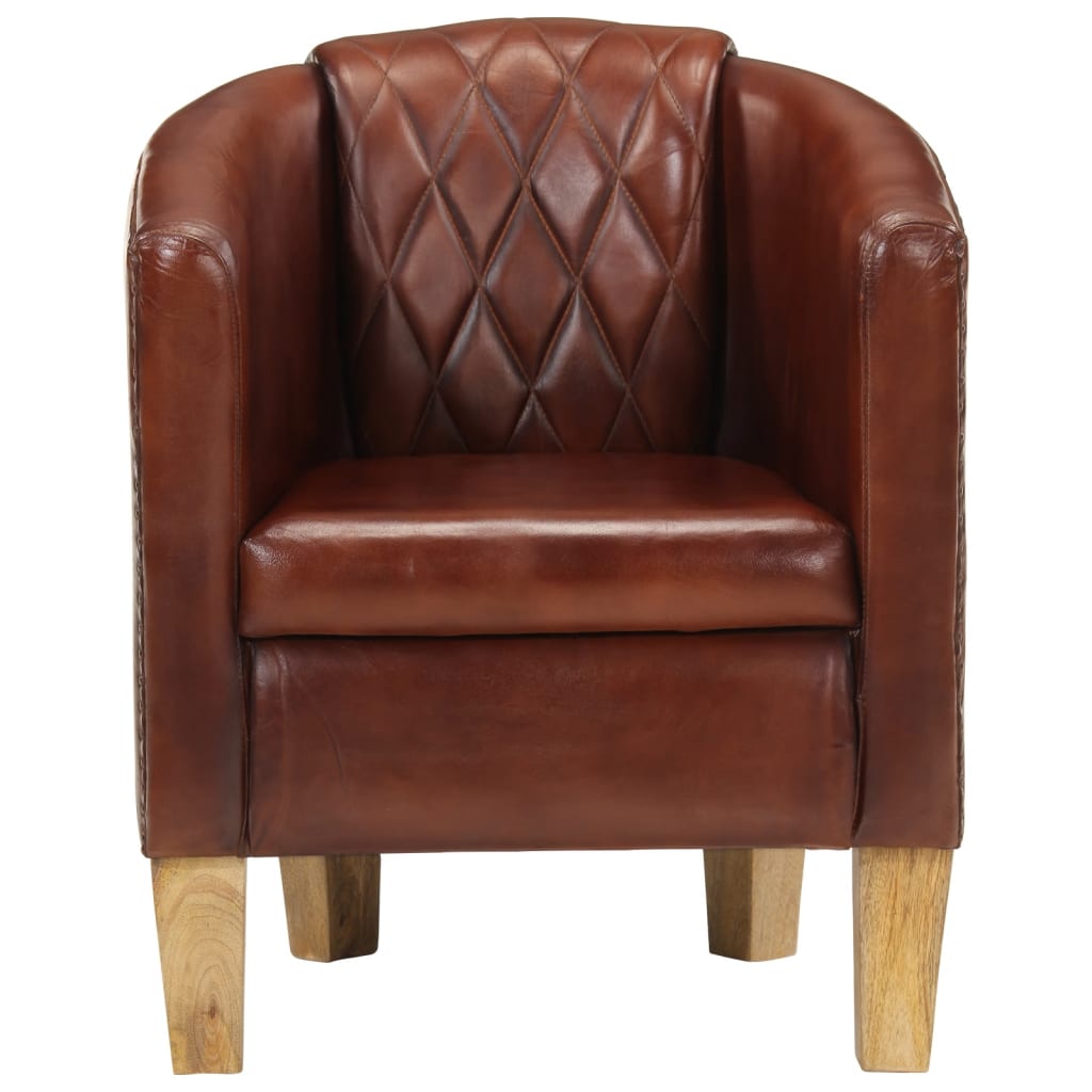 Tub Chair Real Leather Light brown